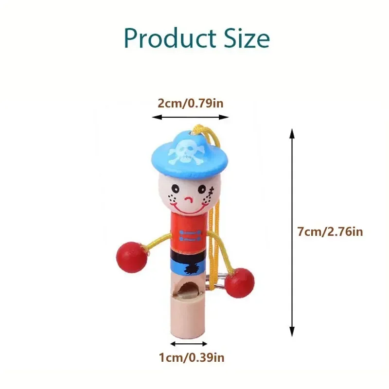 1Pc Kids Cartoon Houten Fluit Muziekinstrument Speelgoed Kinderen Vroeg Educatief Speelgoed Sleutelhanger Baby Montessori Games Grappig Cadeau