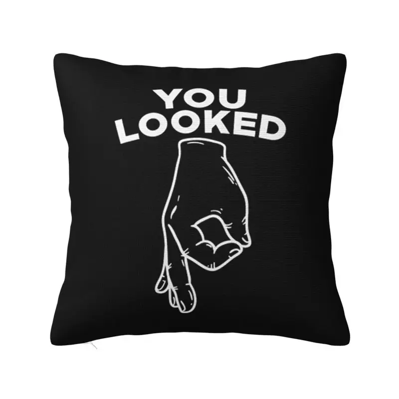

Custom Nordic Style Funny Finger Circle Game Cushion Cover 40x40cm Polyester You Looked Meme Pillow for Car Square Pillowcase
