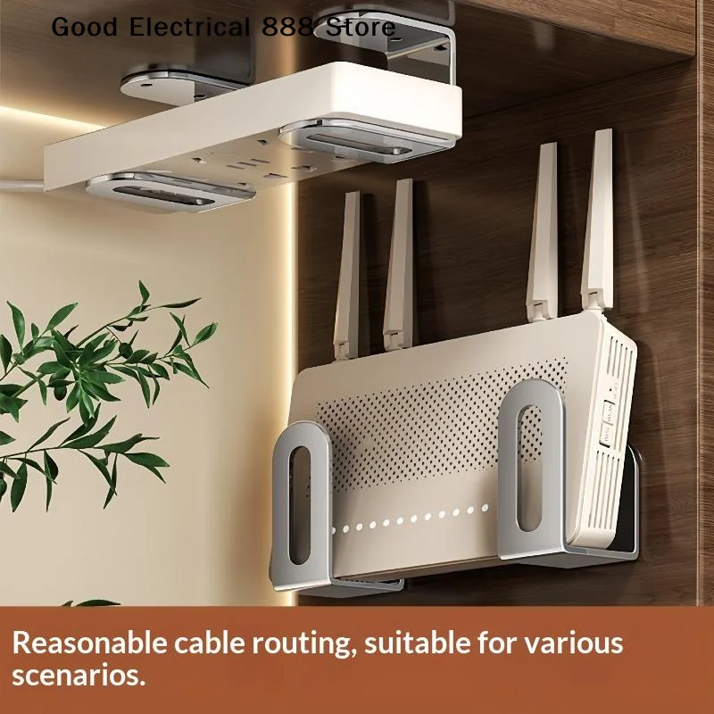 【G】2Pcs Adhesive No Drill Wall Mount Holder Large Capacity Perfect For Storing Router Power Strip Small Gadgets