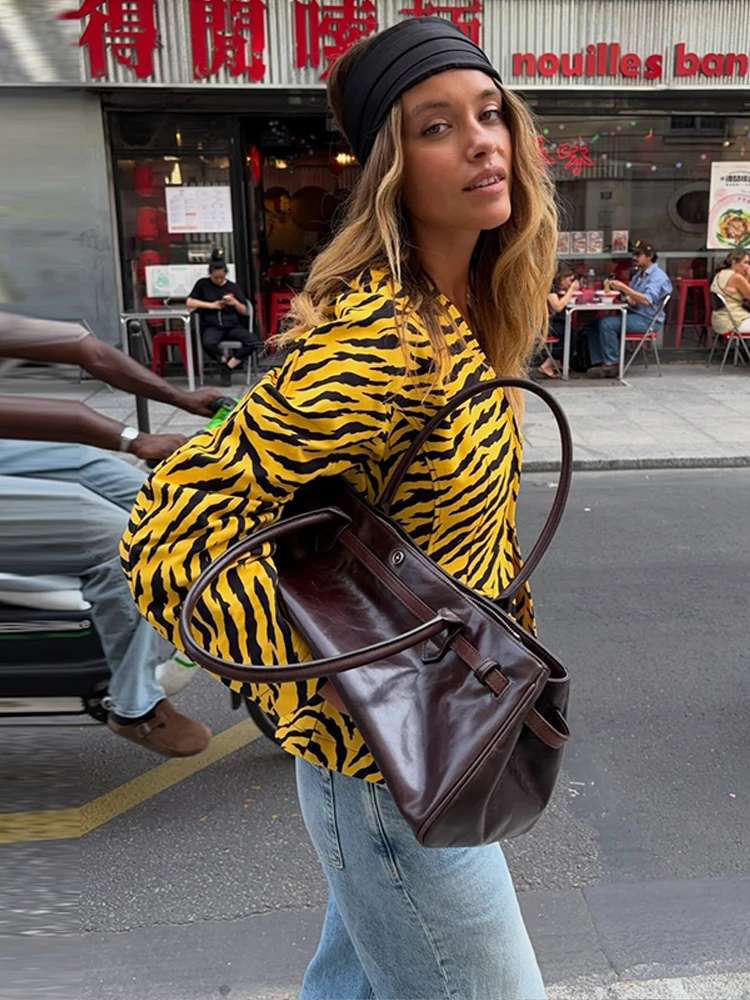 Fashion Zebra Printed Women's Coat Full Sleeve V-Neck Slim Lady Short Coats 2026 Autumn Winter Chic Female Street Outerwear New