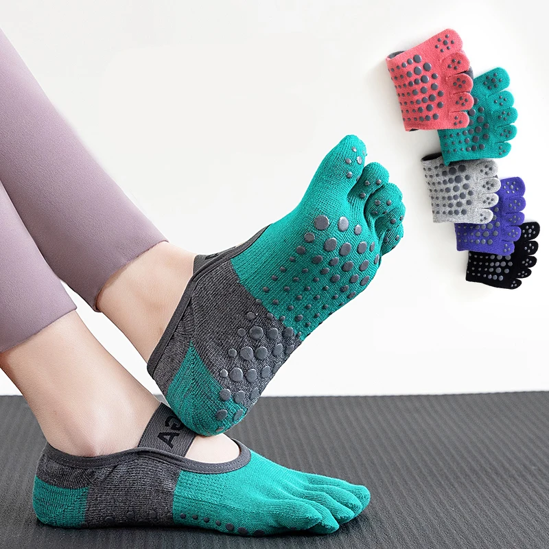 

Five-Toe Design Women Pilates Yoga Socks Anti-Slip Cotton Yoga Socks Grip Socks Breathable Socks for Gym Fitness Running