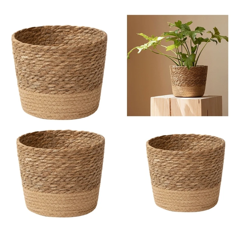 67JB Straw Plant Basket Indoor Woven Plant Pots for Planter Flower Pots Plant Pot