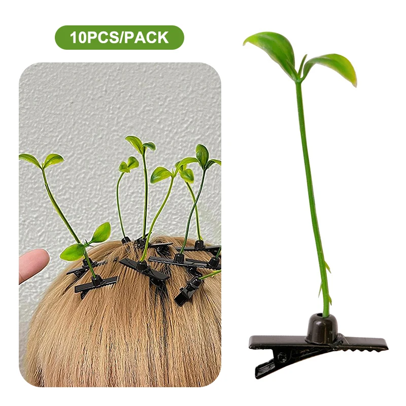 Pinces à cheveux drôles pour femmes et filles, haricot de germe, épingles à cheveux d'antenne, plante mignonne, accessoires de cordon de cheveux, 10 pièces