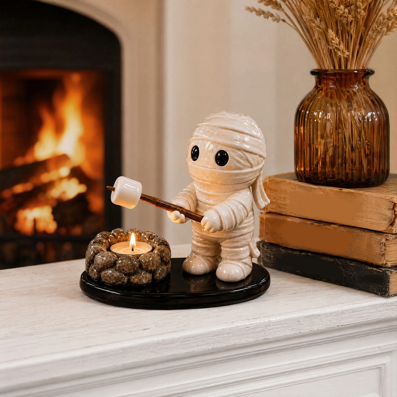 Halloween Campfire Tealight Holder Multi-Purpose Resin Tealights Candle Holders Campfire Gathering Resin Candlestick
