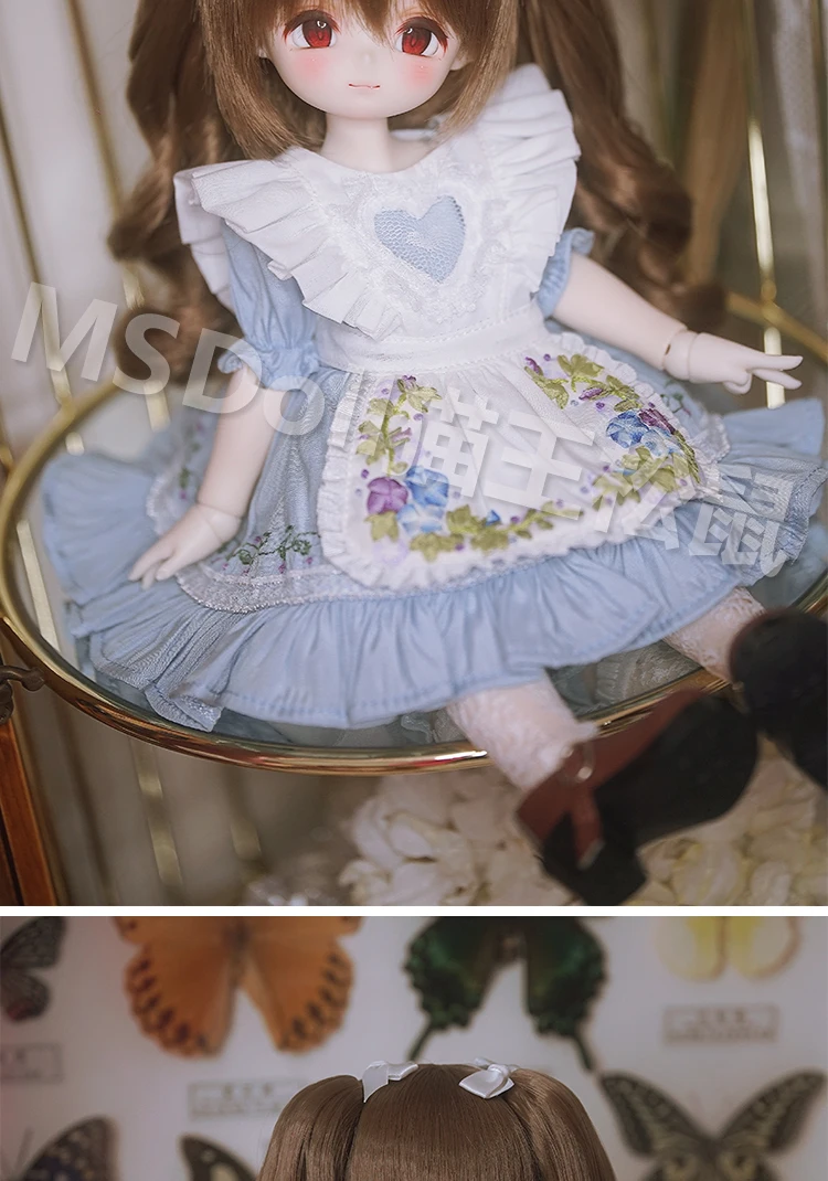 BJD Doll Wig 1/3 1/4 1/6 Handmade Bjd Doll Wig Curly Hair DIY Joints Doll Toy Fashion Fiber Double Tail Wig Dolls Accessories