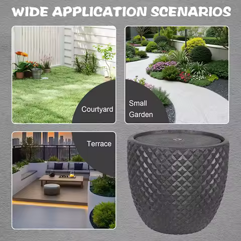 13 Inch High Solar Water Fountain Outdoor Freestanding Fountain Solar Powered with LED Lights &amp; Pump for Garden Patio Yard Deck