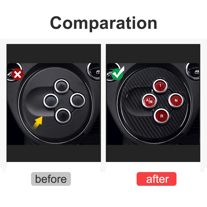 For Fiat 500 Abarth 595 695 Car Gear Shift Button Cover Decorative Sticker Real Carbon Fiber Interior Modification Accessories