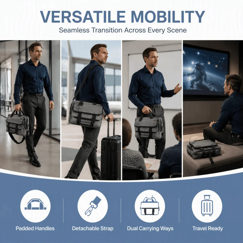 Portable Adjustable Projector Carrying Bag Multiple Storage Pockets Grey Projector Travel Case Projector Storage Case Projectors