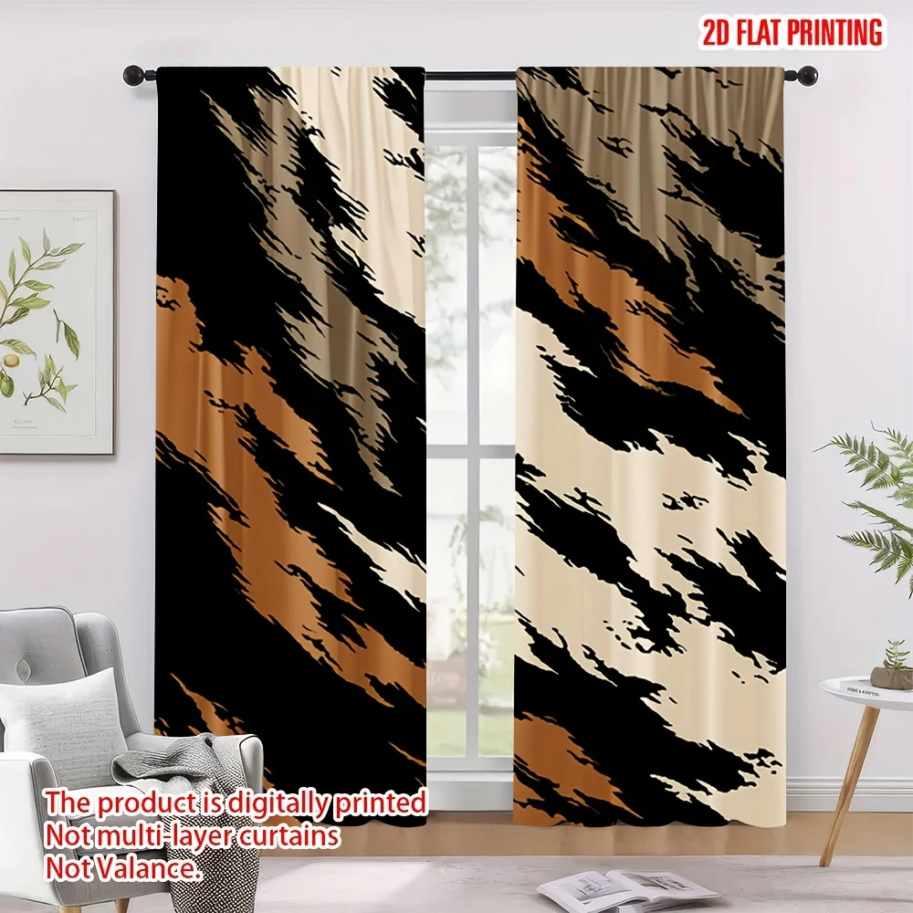 White and brown-shaped curtains, pole-mounted installation. Suitable for living rooms, bedrooms, dining rooms and hotels.
