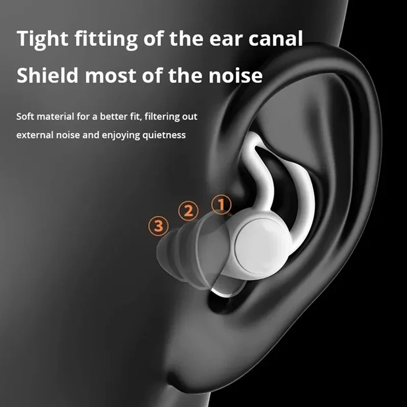 Soundproof Earplugs Three Layer Silicone Earplugs Waterproof Swimming Ear Plugs Sleep Noise Reduction Comfortable Easy Install D