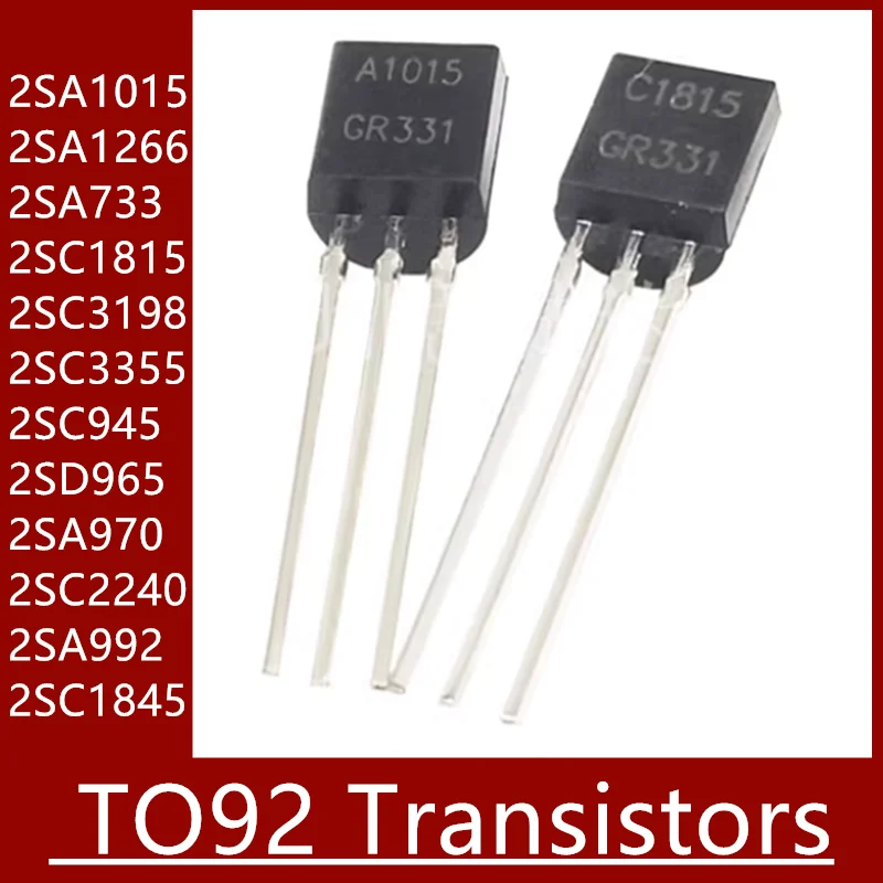 50PCS 2SA1015 2SA1266 2SA733 2SC1815 2SC3198 2SC3355 2SC945 2SD965 2SA970 2SC2240 2SA992 2SC1845 Transistors TO92 A1015 A1266