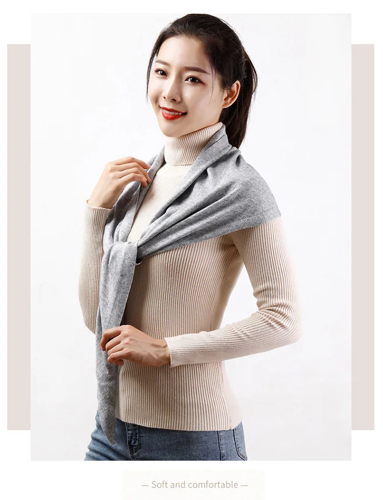 Solid Winter Triangle Wool Shawl Knitted Cashmere Scarf for Women Warm Neckerchief Blanket Female Ponchos Tippet  Ladies