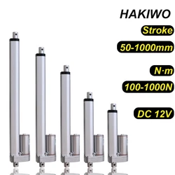 HAKIWO 12V 24V Linear Actuator Customizable 100mm 200mm 400mm 600mm 800mm 1000mm Stroke Linear Drive Electric Motor 60mm/s Speed