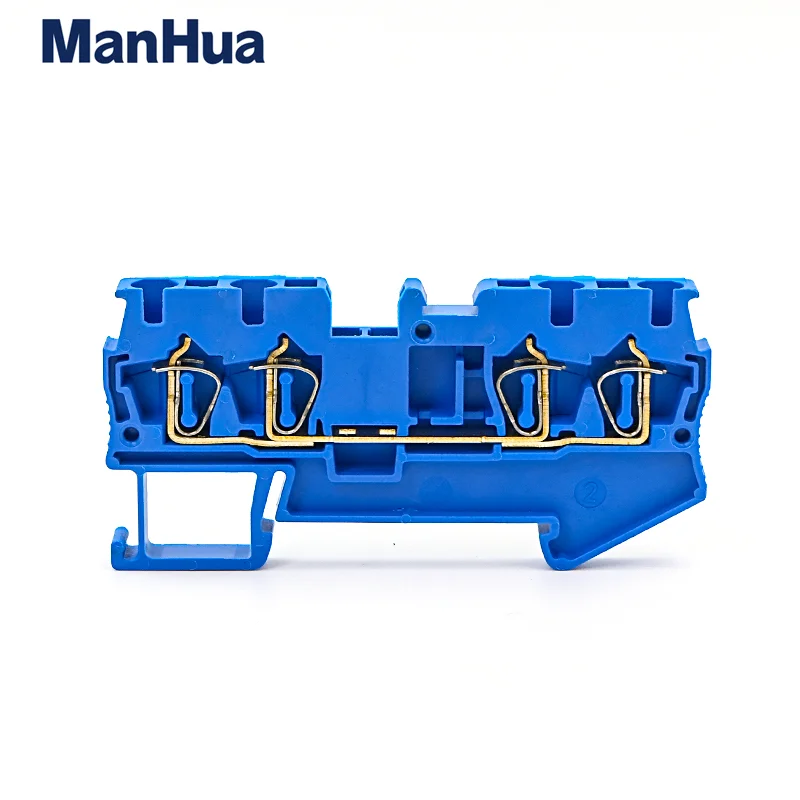 ManHua 10Pcs Din Rail Terminal Block ST-2.5-QUATTRO Wire Connectors Return Pull Type 4 Conductors Spring Wiring Terminal Blocks
