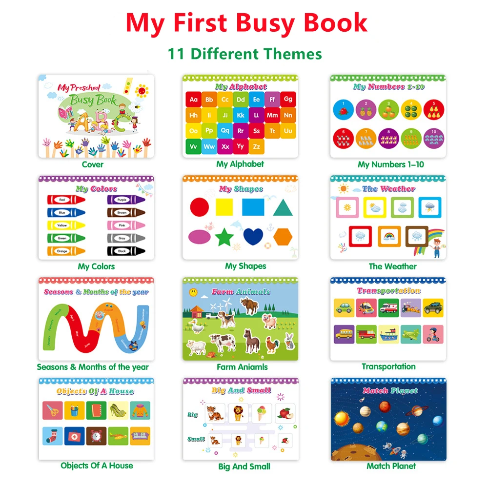 

Montessori Sticker Book Busy Books for Toddlers Early Education Flip Book Paste Quiet Book kids Activity Binder Busy Board