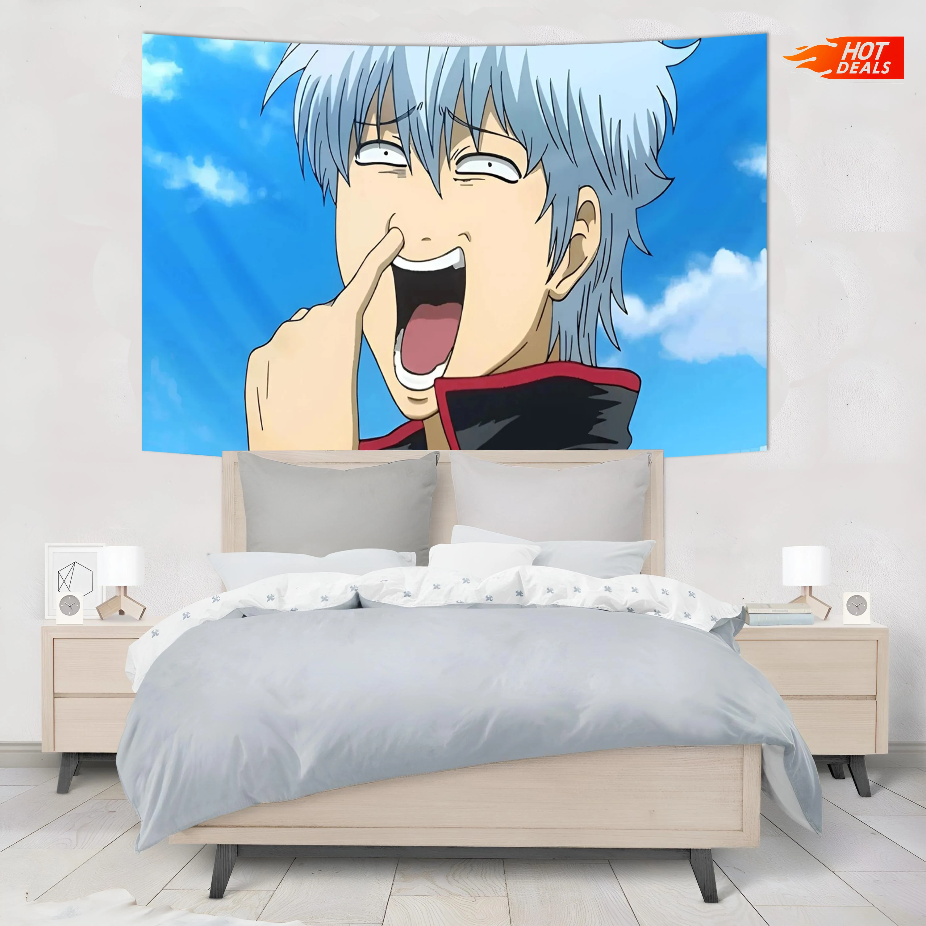 Popular funny anime Gin Tama decoration wall hanging macrame wall hanging boho decor tapestry wall hanging Customizable