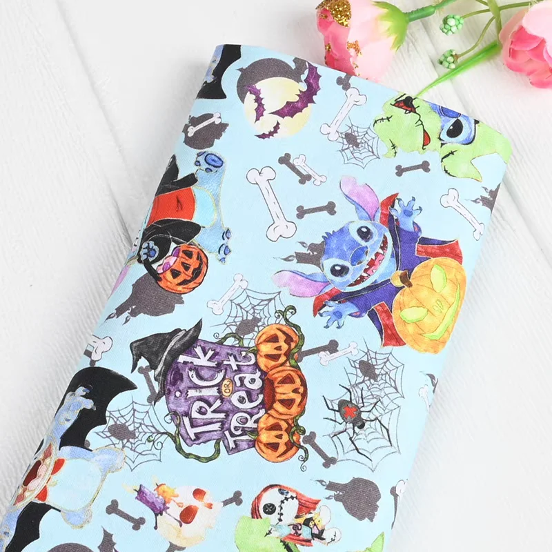 Disney Stitch Trick or Treat Halloween 100% Cotton Fabric For Sewing Patchwork DIY Quilting Fabrics Sew Child Clothes Material