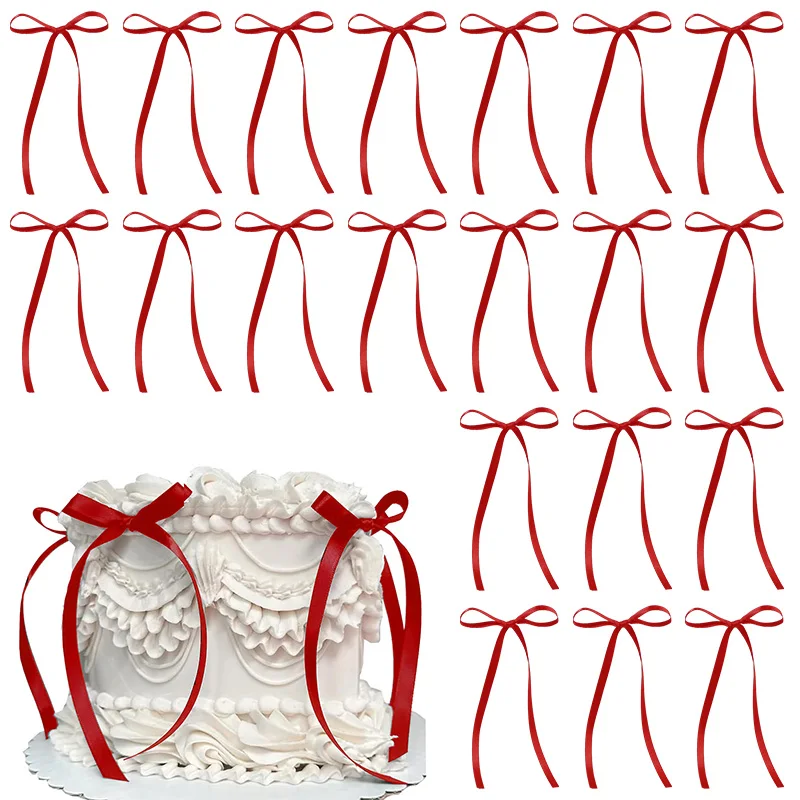 Décoration de gâteau avec nœud d'anniversaire, 10 pièces, rubans à nœud papillon, Coquette, accessoires de décoration de fête, choix de desserts