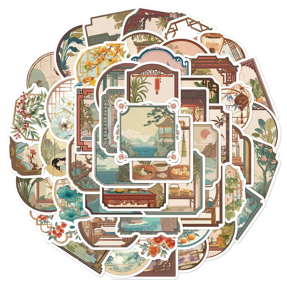 50 個中国風紙切りステッカー面白い落書き DIY 日記アルバム冷蔵庫自転車ラップトップ装飾アートワーク