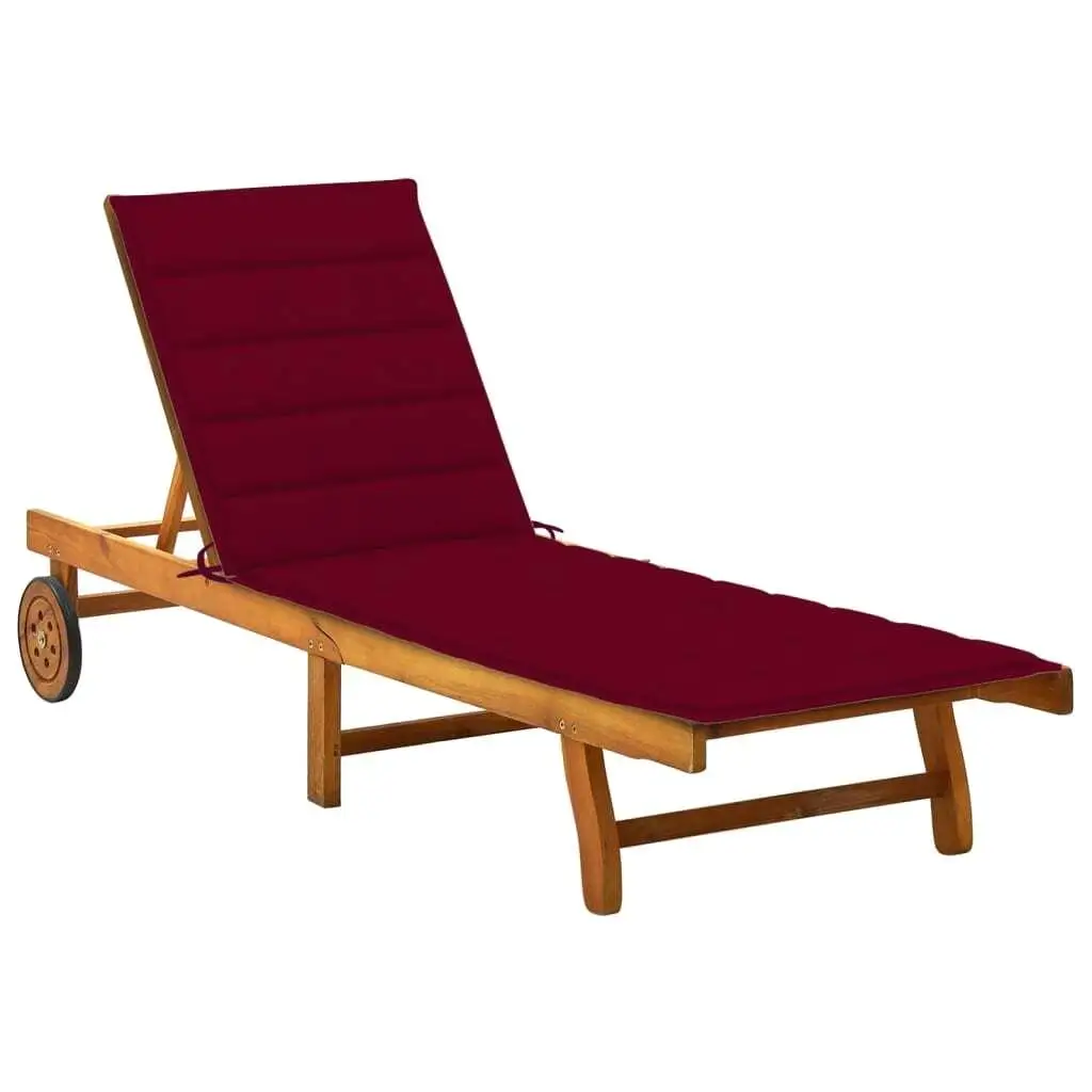 

Acacia Wood Patio Sun Lounger with Cushion - Outdoor Lounge Chair for Garden & Deck