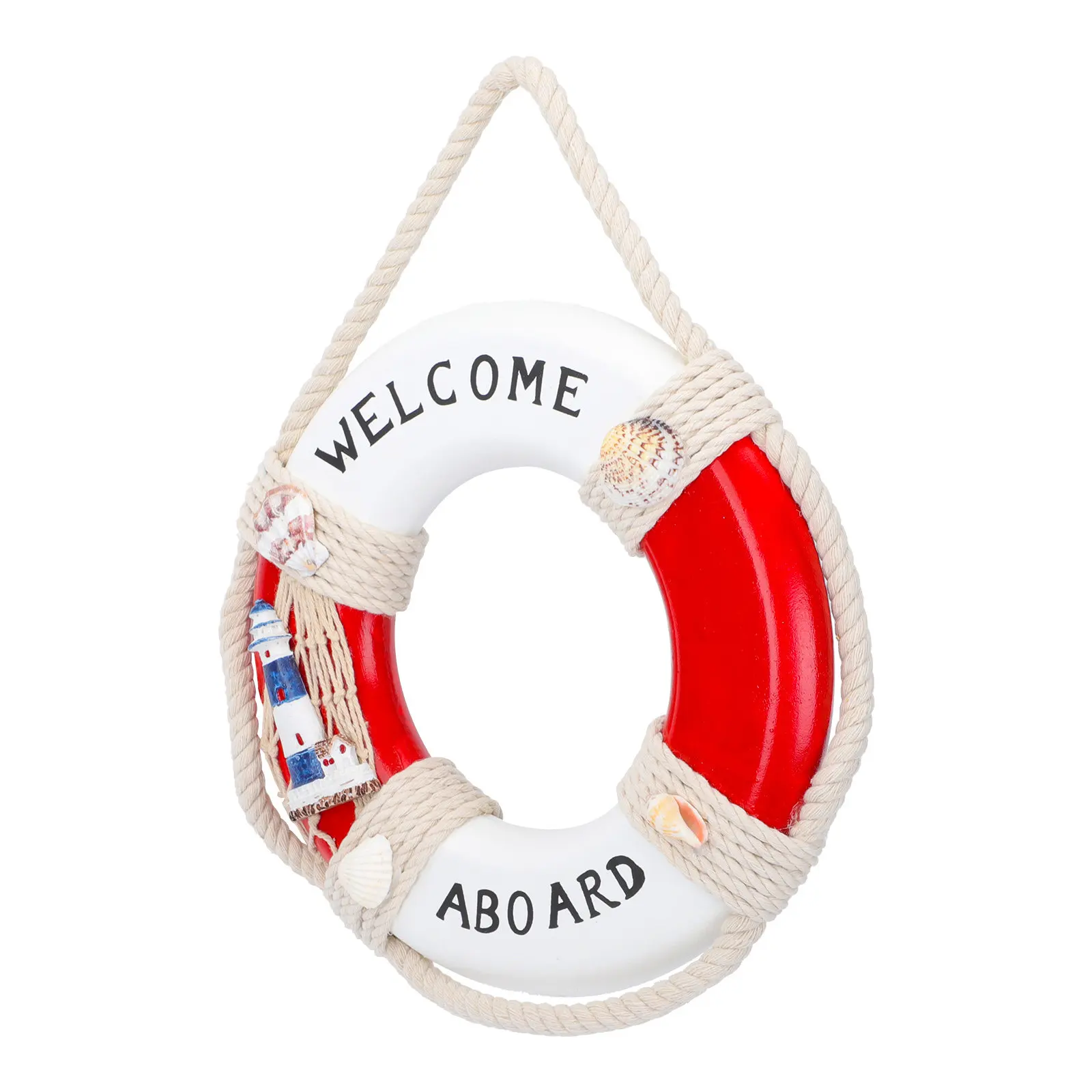 1Pcs Decorative Life Ring Wooden Life Buoy Wall Hanging Ornament Assorted Color Marine Style Home Decor Door Ornament Wall