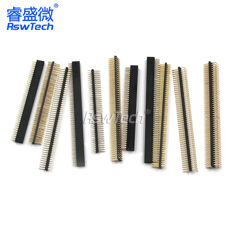 1.27MM pin header, single and double row, 1*40P 50P 2*40P50P, straight/bent pin, gold-plated