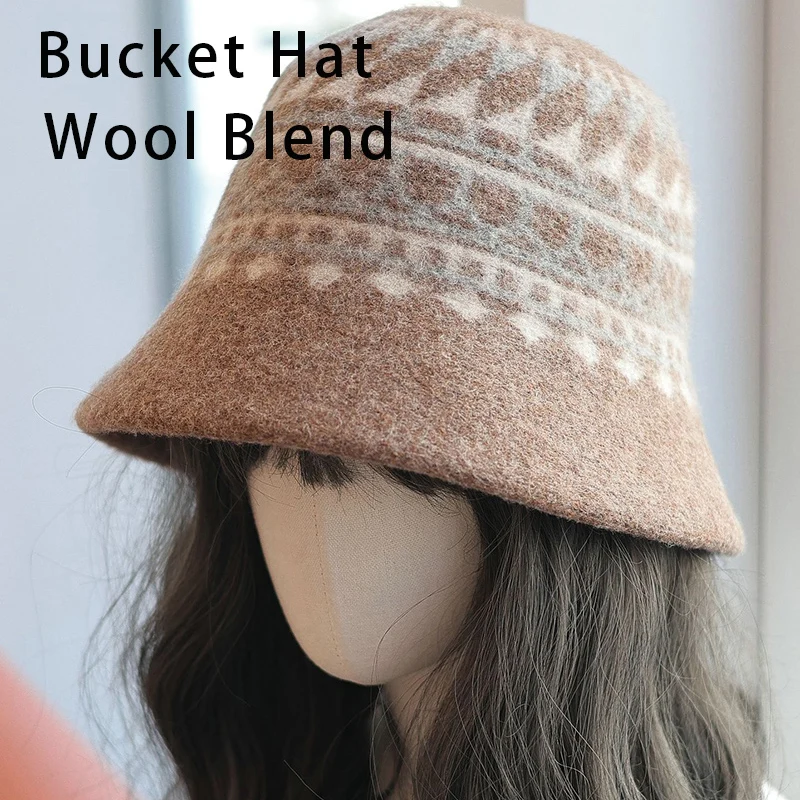 

Шерстяная панама в скандинавском стиле Fair Isle, теплая зимняя шапка в стиле Hygge, тяжелая рыбацкая панама для женщин