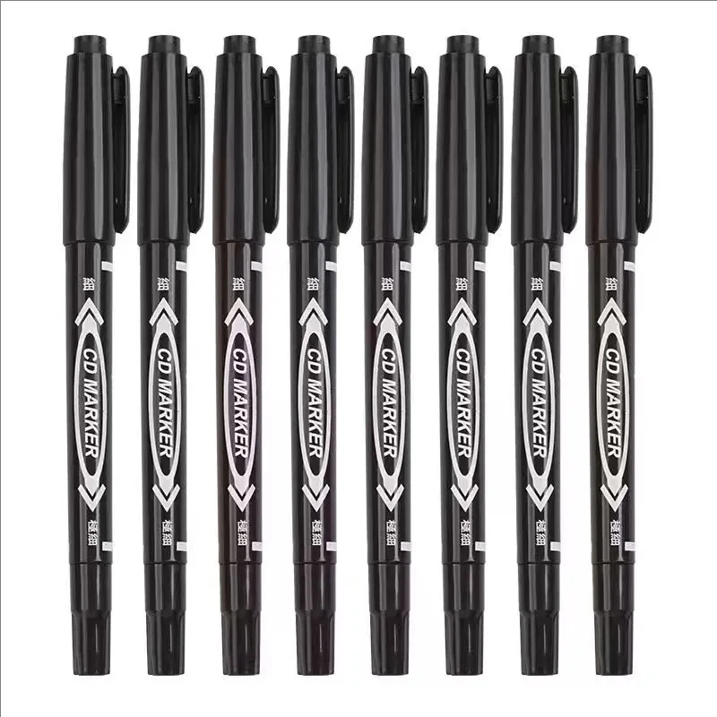 5Pcs Twin Tip Permanent Marker Pen Fine Point Waterproof Thin Nib Crude Nib Black Ink Fine Color 0.5mm-2mm