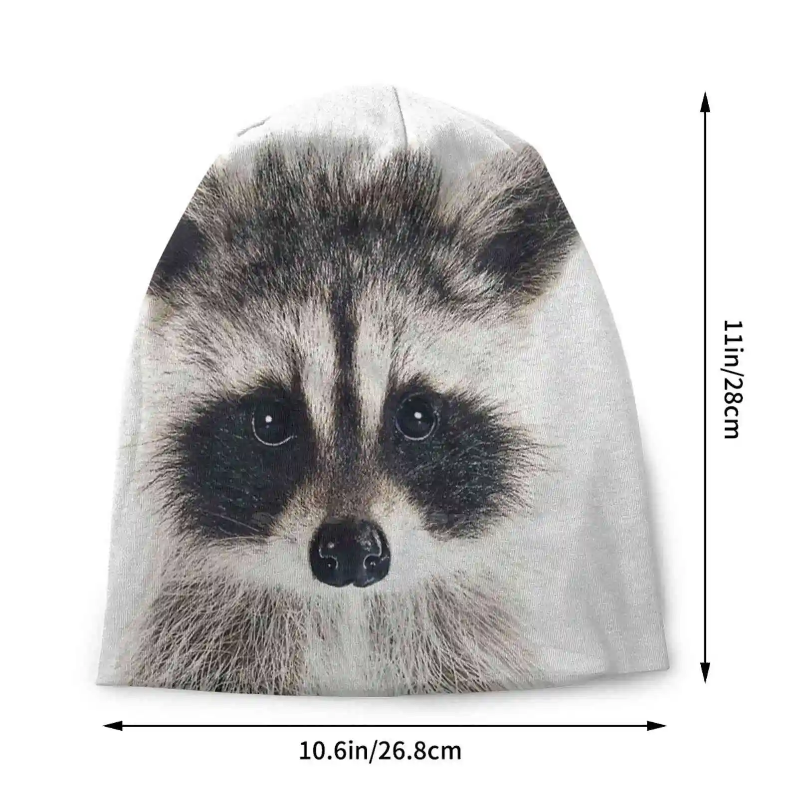 Baby Raccoon Portrait Knitted Hat Warm Beanie Outdoor Caps Woodland Animals Raccoon Art Portrait Raccoon Photography Raccoon