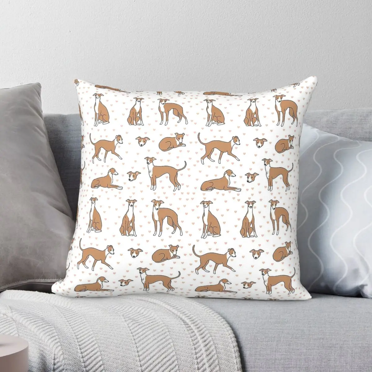 Italian Greyhound Pack Square Pillowcase Polyester Linen Velvet Pattern Zip Decor Throw Pillow Case Home Cushion Case