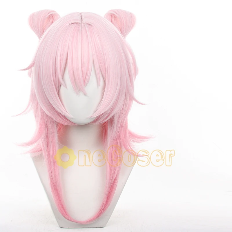 March 7th Cosplay Wig Game Honkai Star Rail Pink Gradient Bow Hair Astral Express Heat-resistant Fiber Hair Free Wig Cap Girls