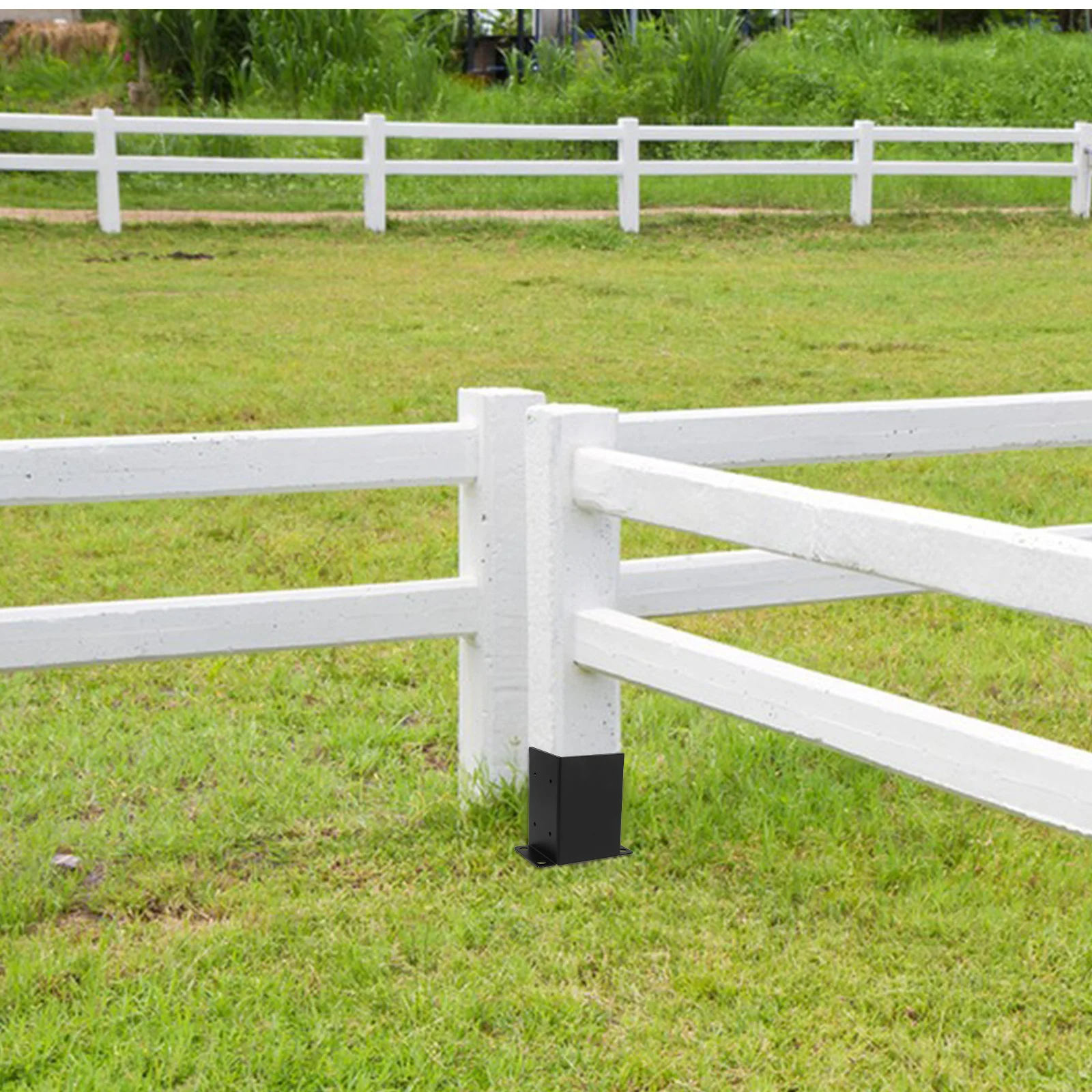 

Heavy Duty Wood Post Base Bracket Kit For 4X4 Posts Black Pavilion Base Deck Column Bracket Fence Post Anchor Outdoor
