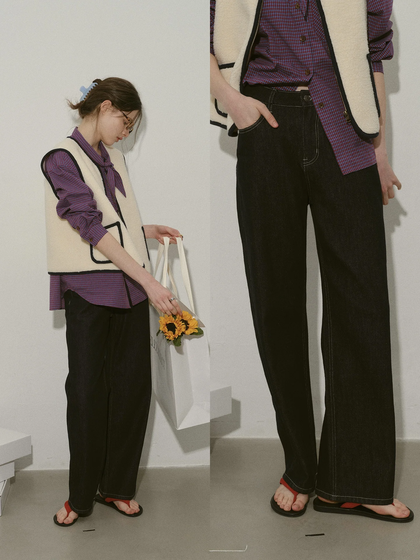 

High Waist Straight Leg Denim Jeans Women's Loose Fit Slimming Faionable Design Unique Long Pants Relez Cotton Waed