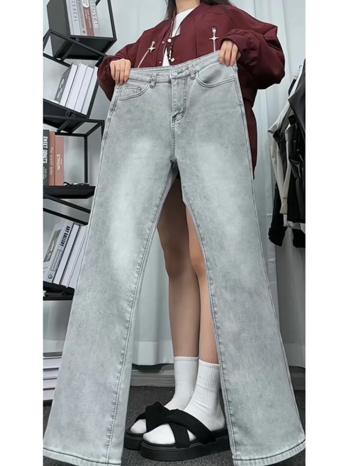 

Джинсы прямого кроя ey Mist e для мужчин: брюки OOTD премиум-класса, американские, слегка расклешенные, длинные, молодежный тренд