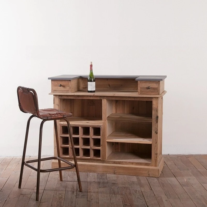 Solid wood old retro solid wood wine cabinet, bar bar, sideboard, storage cabinet, operation table
