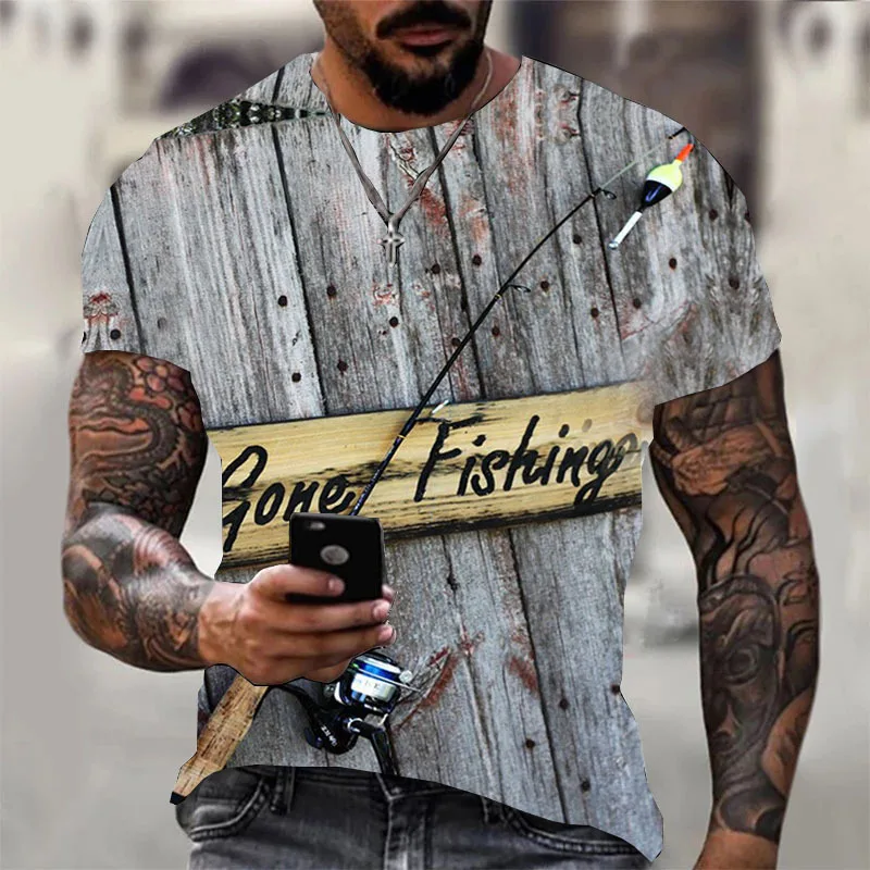Camiseta de peixe estampada 3D masculina e feminina, roupa de verão, streetwear casual de grandes dimensões, gola redonda, moda, nova, plus size, S-7X