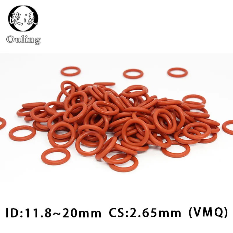30PCS/Lot Red VMQ O‑Ring CS2.65mm ID7.1-11.2mm Good Elasticity Silicone Rubber Gasket Washer For Machinery Plumbing Sealing