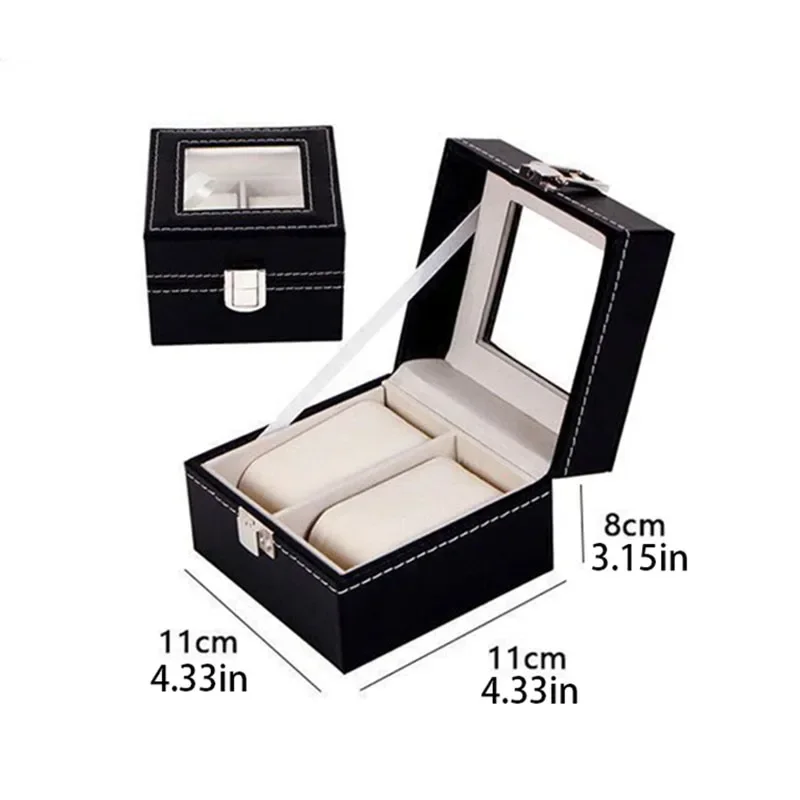 Uhrenbox aus PU-Leder – Vitrine mit transparentem Deckel und weichem Innenraum, Aufbewahrungsorganisator mit mehreren Schubladen für die Schmuckkollektion – Detail 8