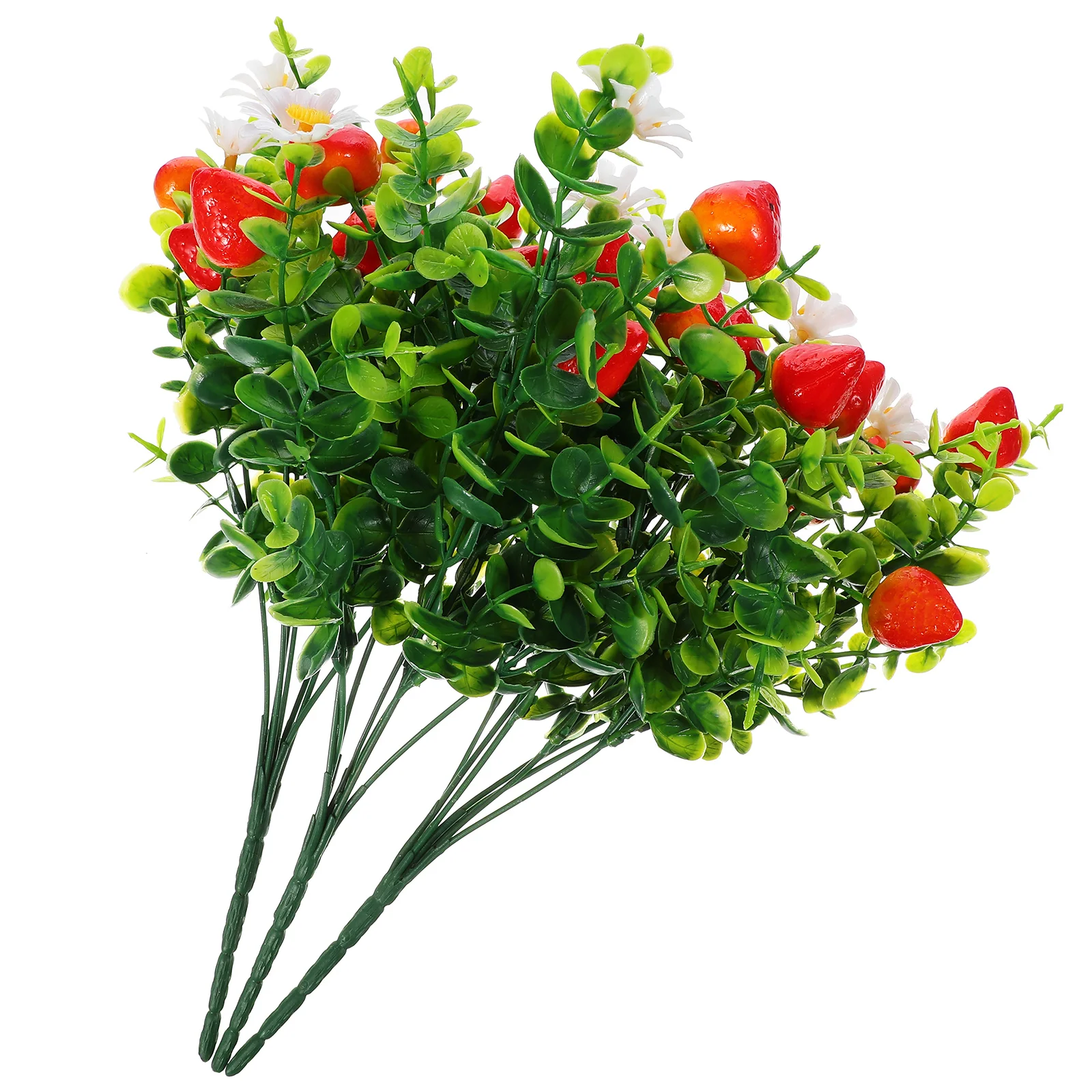 

3 Pcs Simulated Eucalyptus Fruit Garland Artificial Stems Fake Leaves Strawberries Decorative Strawberry Branch