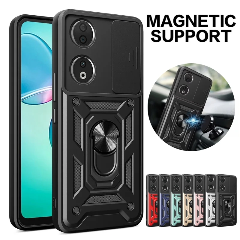 Shockproof Armor Magnetic Holder Ring Case For Honor 90 Honor90 Lite Honer 70 50 X6A X7A X8A X7 X8 X9 X5 Plus Lens Protect Cover