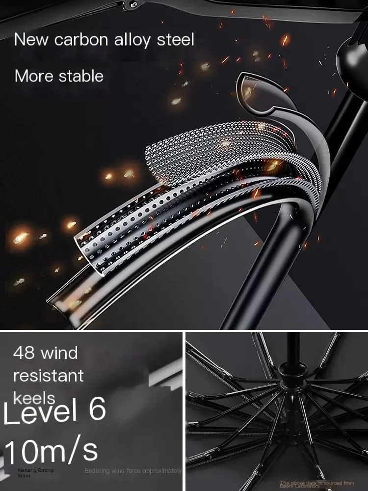 An automatic umbrella, durable, storm-proof, rain-proof, UV-proof, reverse design, high-quality, vehicle-mounted umbrella