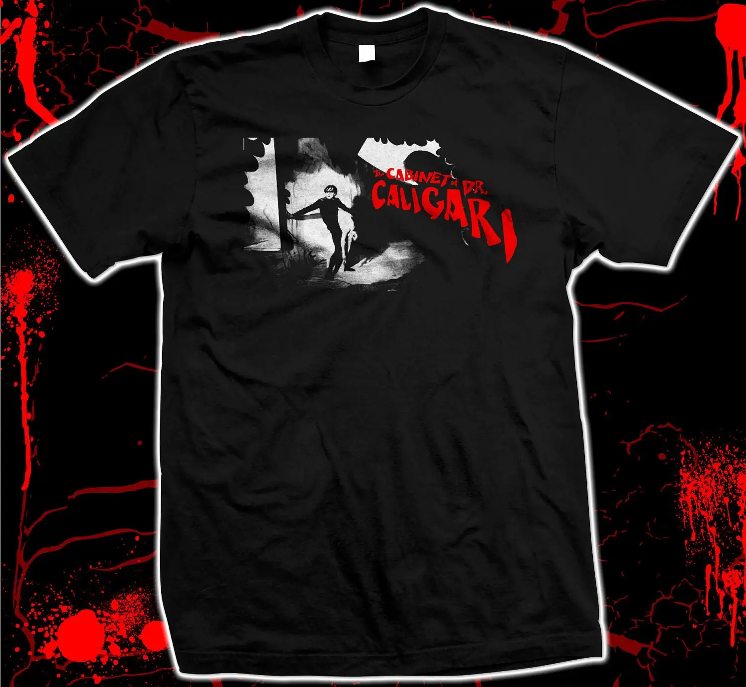 Cabinet of Dr Caligari silent Conrad Veidt horror Expressionism hand made silk screened 100 cotton tee shirt