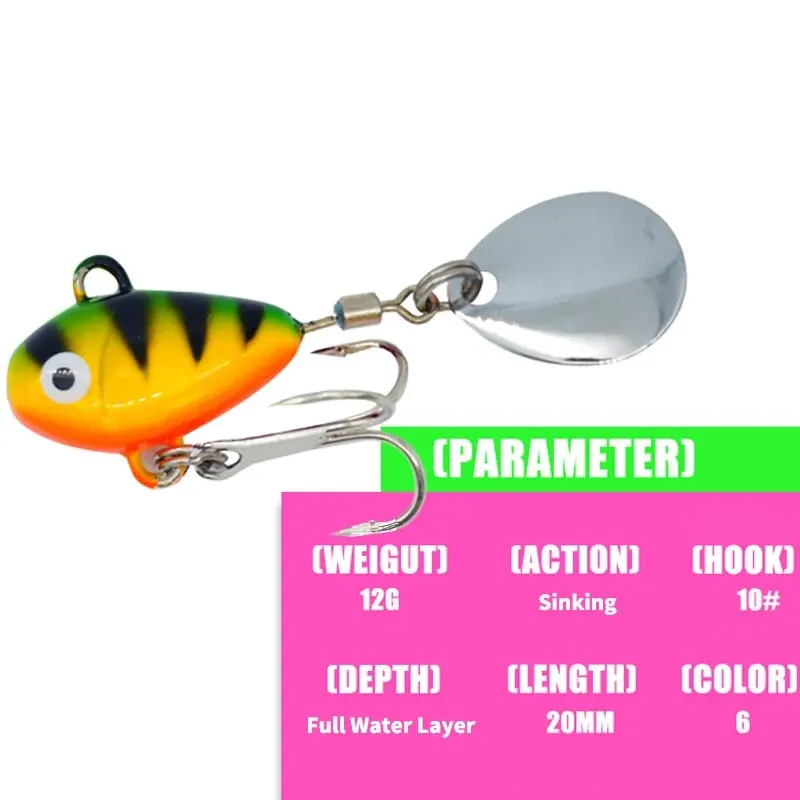 Metal Mini Vibration Fishing Lure 1pc 10g 5cm VIB Hard Bait With Spoon Rotating Crankbait Spinner Sinking Bait Fishing Takcle
