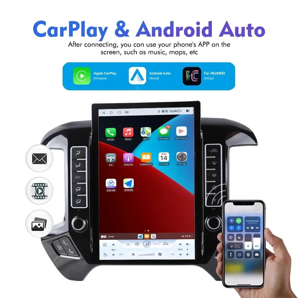

14.5" Android 13 For Chevrolet GMC Silverado 2013 2014 2015 2016 2017 2018 2019 Car Radio Stereo Qualcomm Screen GPS Navigation