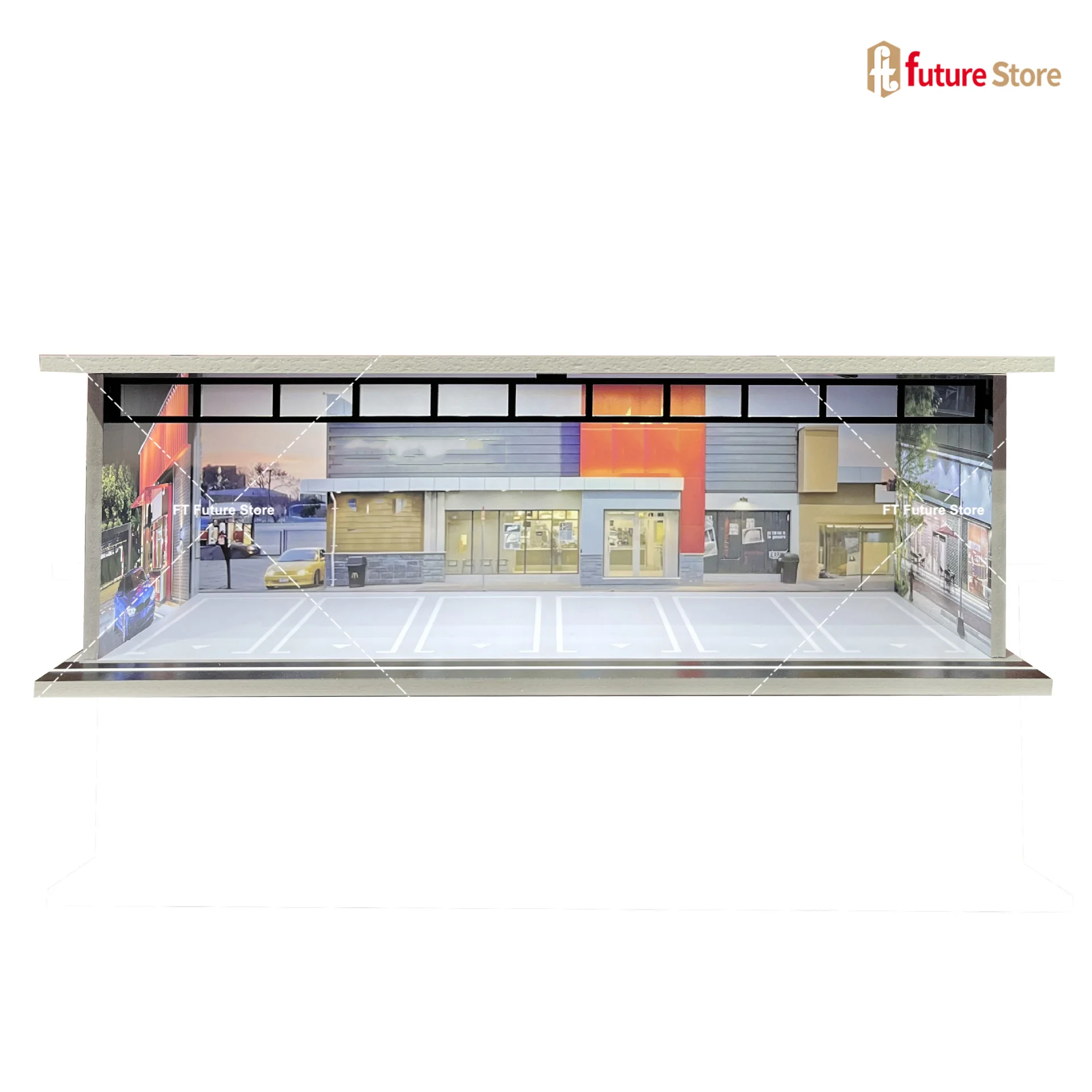 1/64 Schaal Garage Scène Model Verlichting Gemonteerd Parkeerplaats Diorama Parkeerplaats voor Miniaturen Figuur Auto's Display