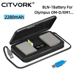 BLN-1 BLN1 PS-BLN1 Camera Battery+5-in-1 Camera Battery Charging Case for Olympus OM-D E-M1 PEN-F E-P5 EM1 EM5 PENF EP5 Mark II