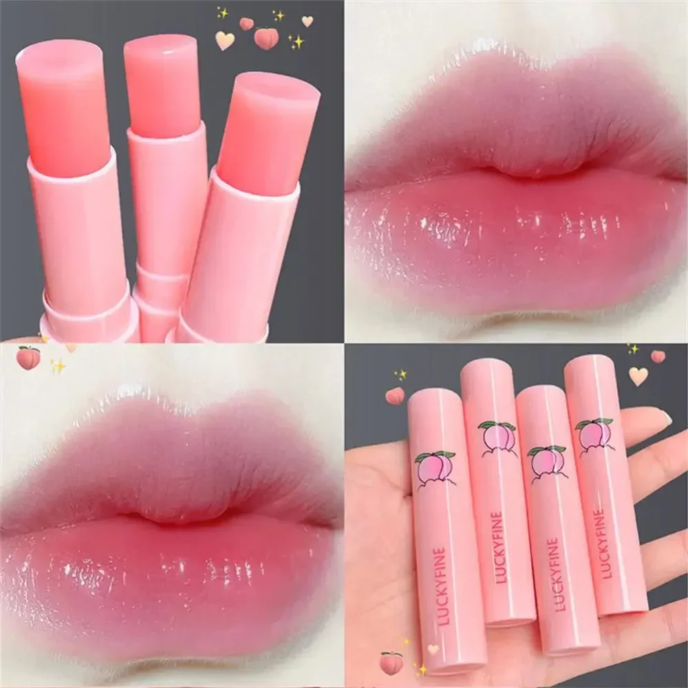 Natural Peach Lip Balm Temperature Change Color Lipstick Moisturizing Hydrates Long-lasting Lip Care Tools Make Up Cosmetics