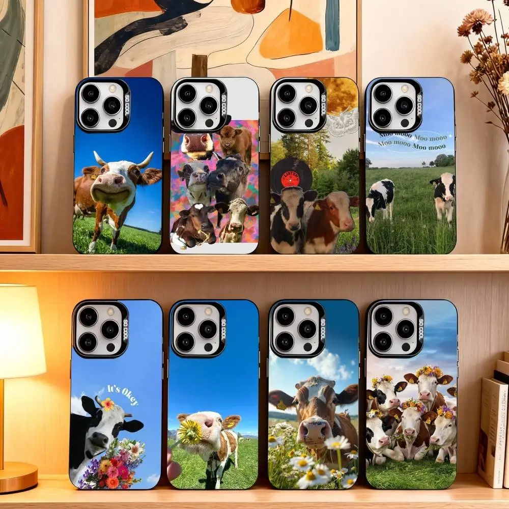 

Cute Animal Dairy Cow Phone Case For iPhone17,16,15,14,13,12,11 Plus,Pro Max Black Candy silver phone case