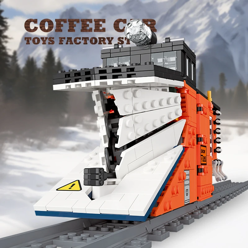 รถไฟเมืองเทคนิค MOC บล็อกตัวต่อ LED โมเดล 3 มิติ รถจักรตักหิมะ บล็อก STEM ของเล่นรถยนต์ ของขวัญคริสต์มาสสำหรับเพื่อน ใหม่