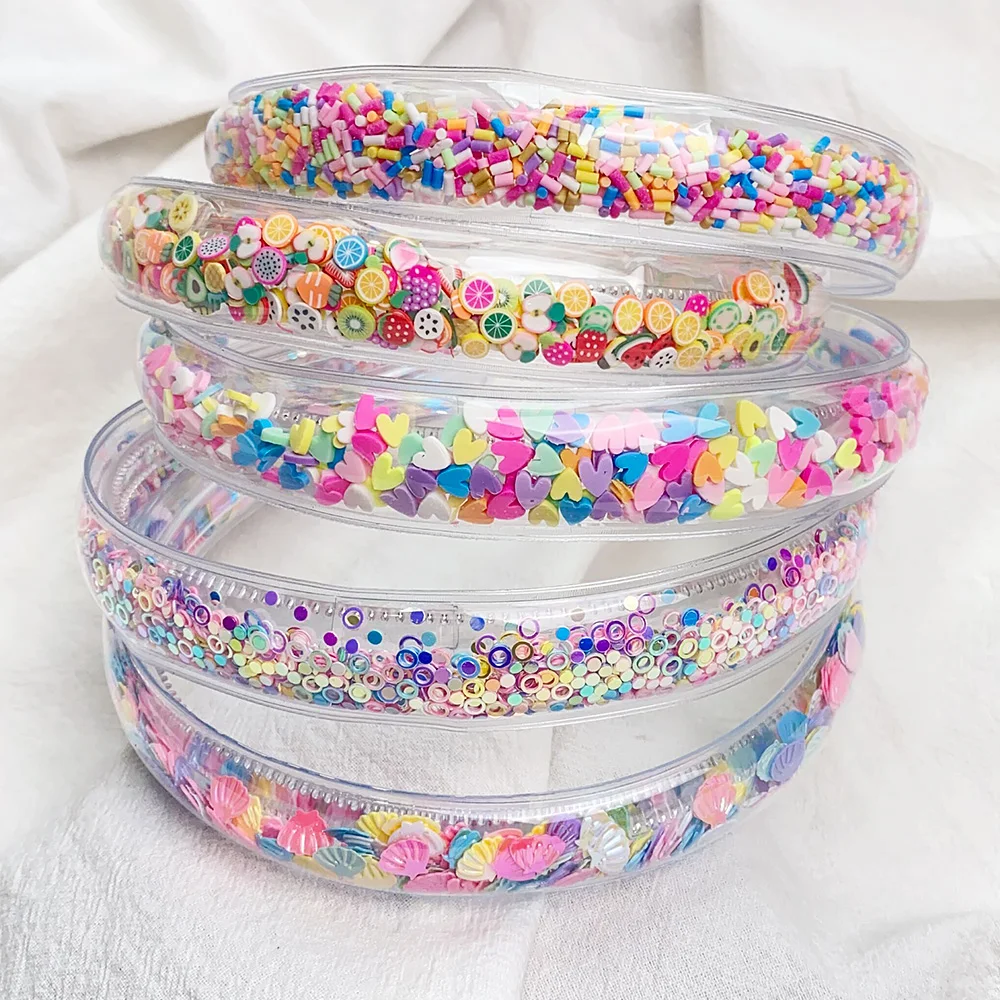 Transparent Quicksand Headbands For Kids Girls Fashion Glitter Sequin Cartoon Ear Hairbands Hair Hoops Headwear Hair Accessories